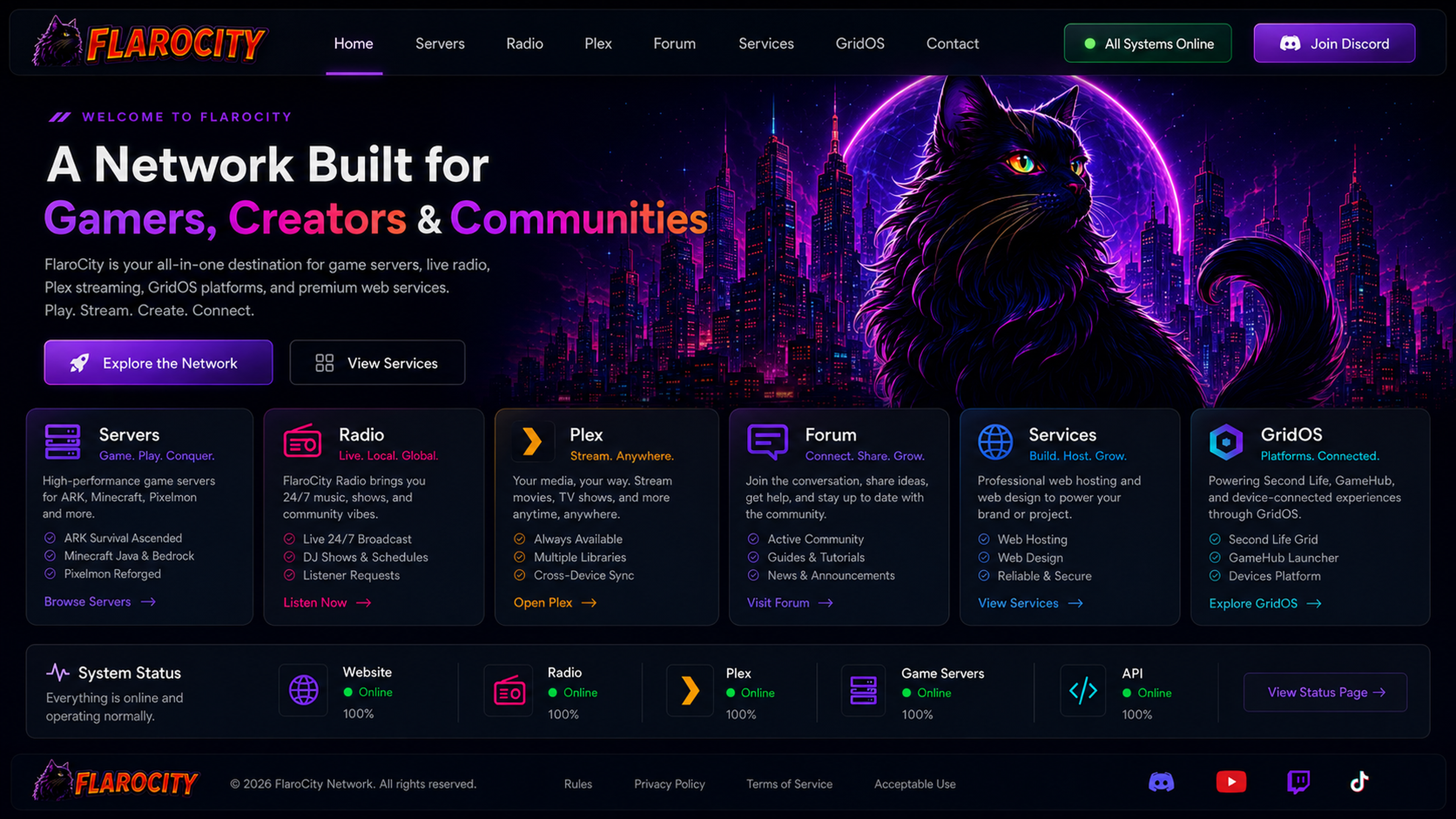 FlaroCity Network homepage
